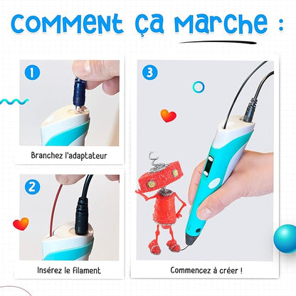 Kit de démarrage Stylo 3D – 12 filaments de couleur