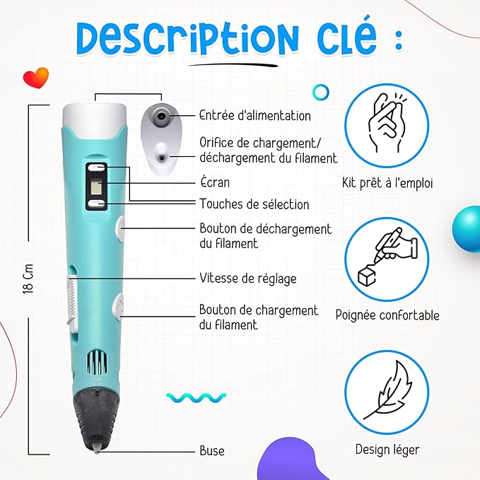 Kit de démarrage Stylo 3D – 12 filaments de couleur