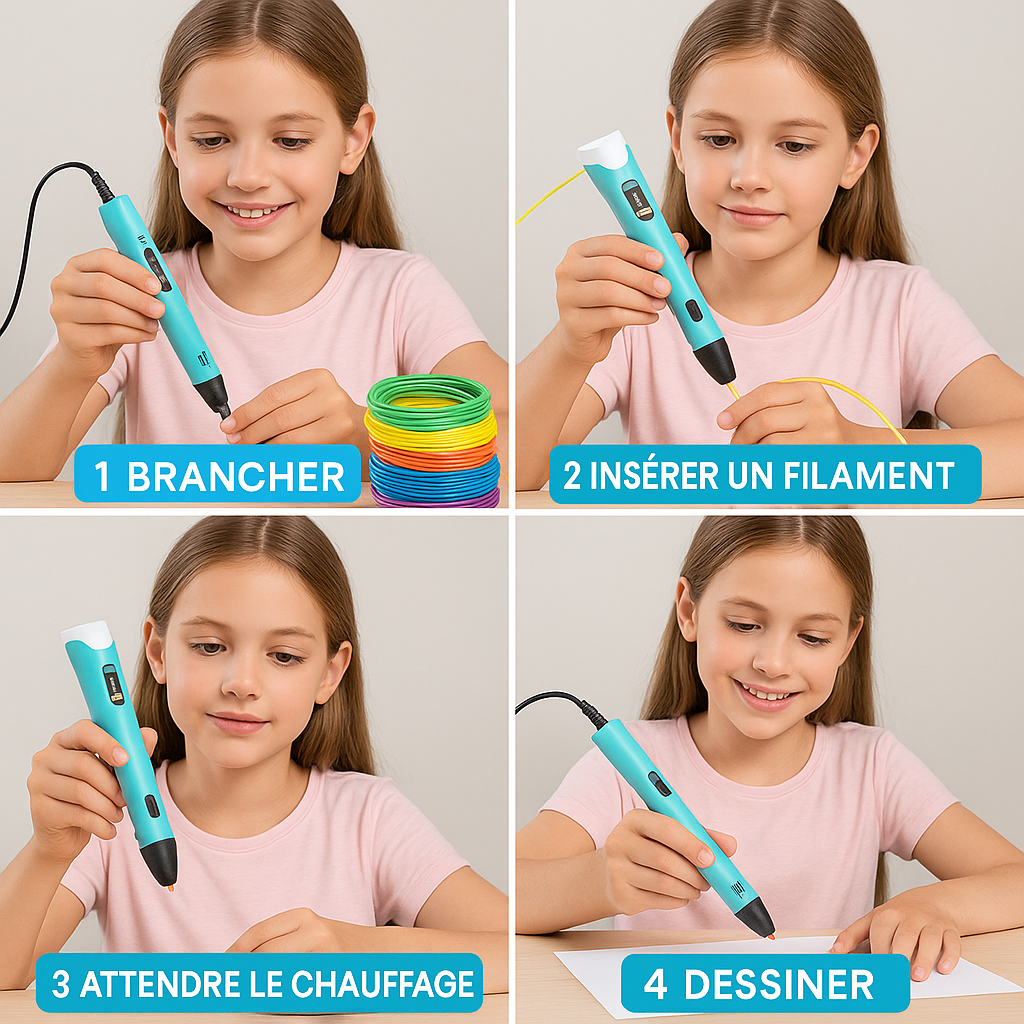 Kit de démarrage Stylo 3D – 12 filaments de couleur